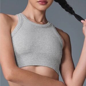 Alo Yoga seamless delight high neck bra. NWT size M. Heather grey